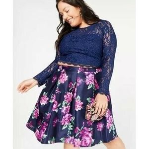 Sequined Hearts Purple Floral Skirt-13